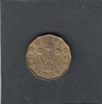 Beschrijving: 3 Pence  GEORGIUS VI